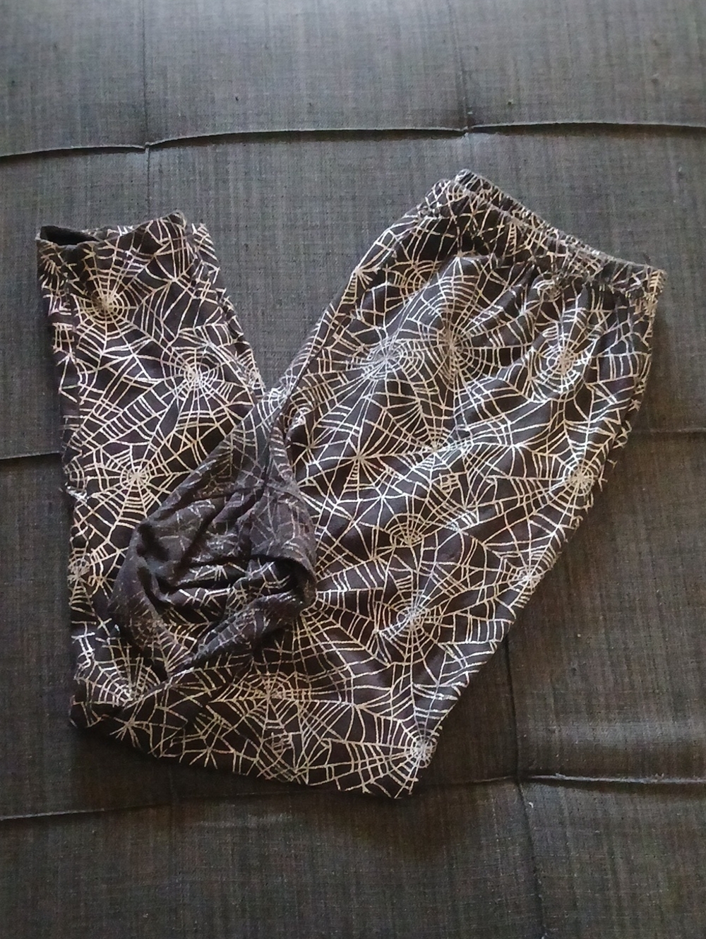 Faded Glory Black Leggings with White Spiderweb Design